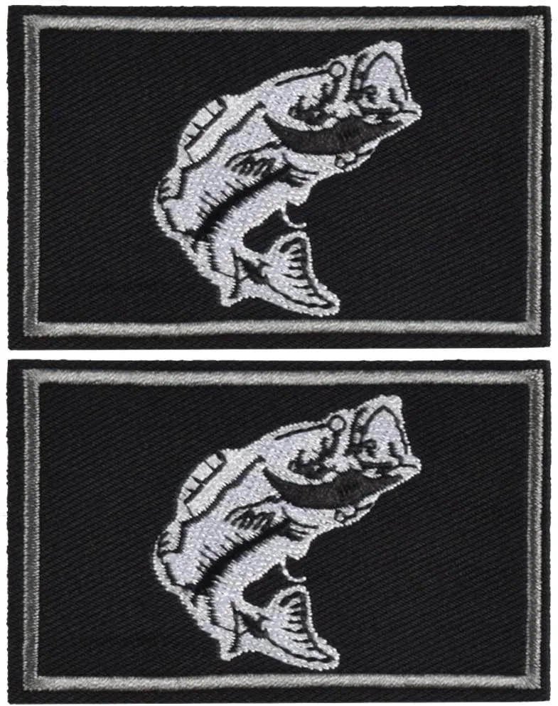 Kylebooker 2Pcs Fishing Patches Fit For Fishing Vest Pack Fishing Tackle Bag Angler Jacket Hat