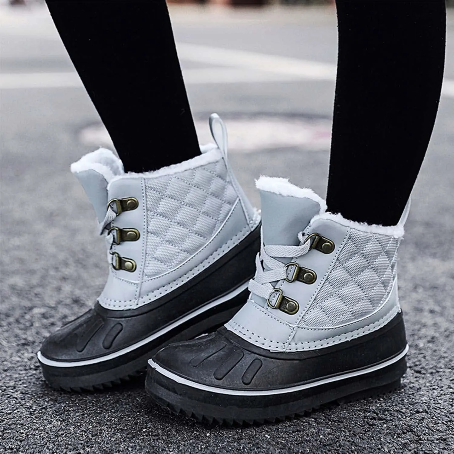 Meidiastra Kids Winter Snow Boots Waterproof Non Slip Rain Duck Boots Outdoor Warm Ankle Boots Cold weather Boots for Boys Girls