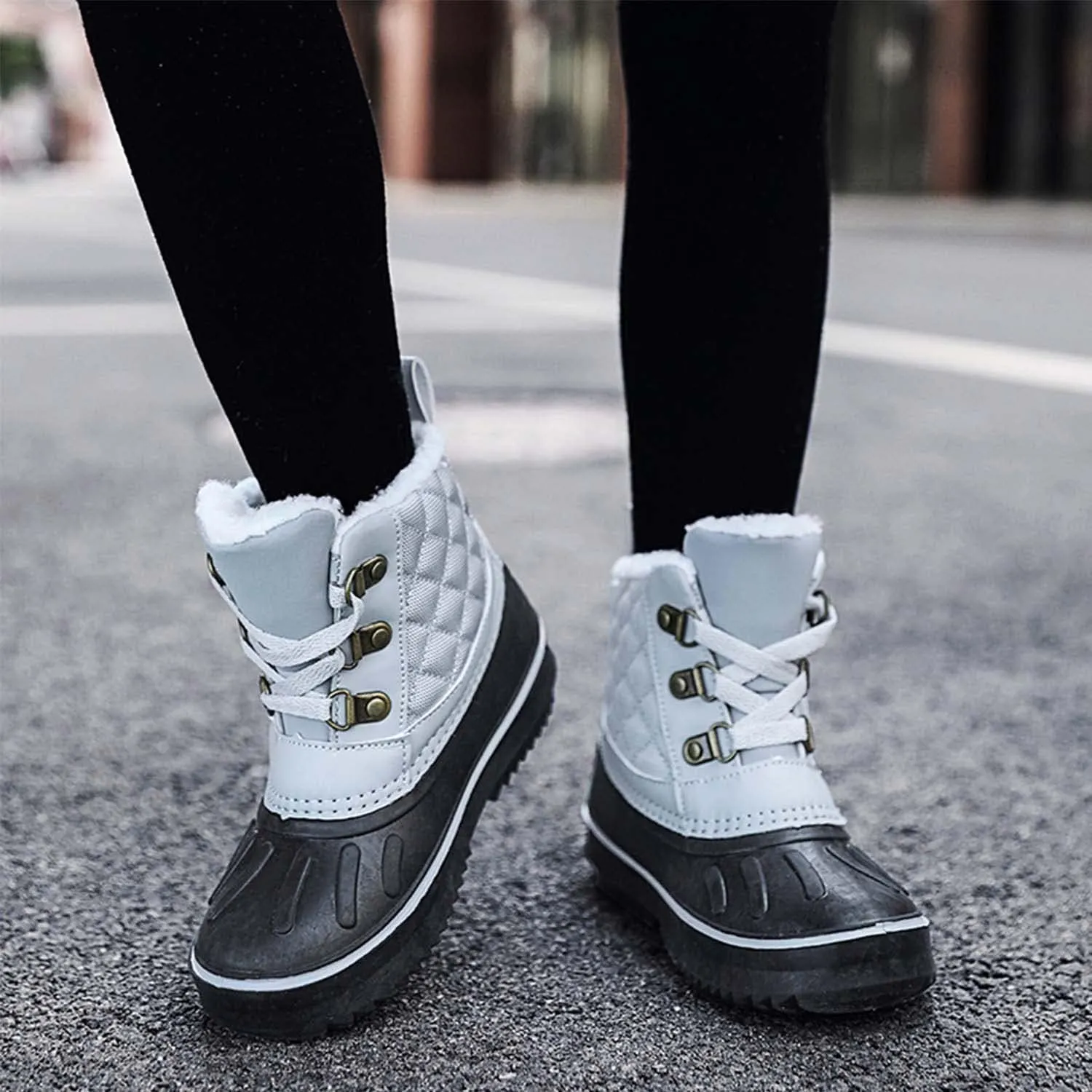 Meidiastra Kids Winter Snow Boots Waterproof Non Slip Rain Duck Boots Outdoor Warm Ankle Boots Cold weather Boots for Boys Girls