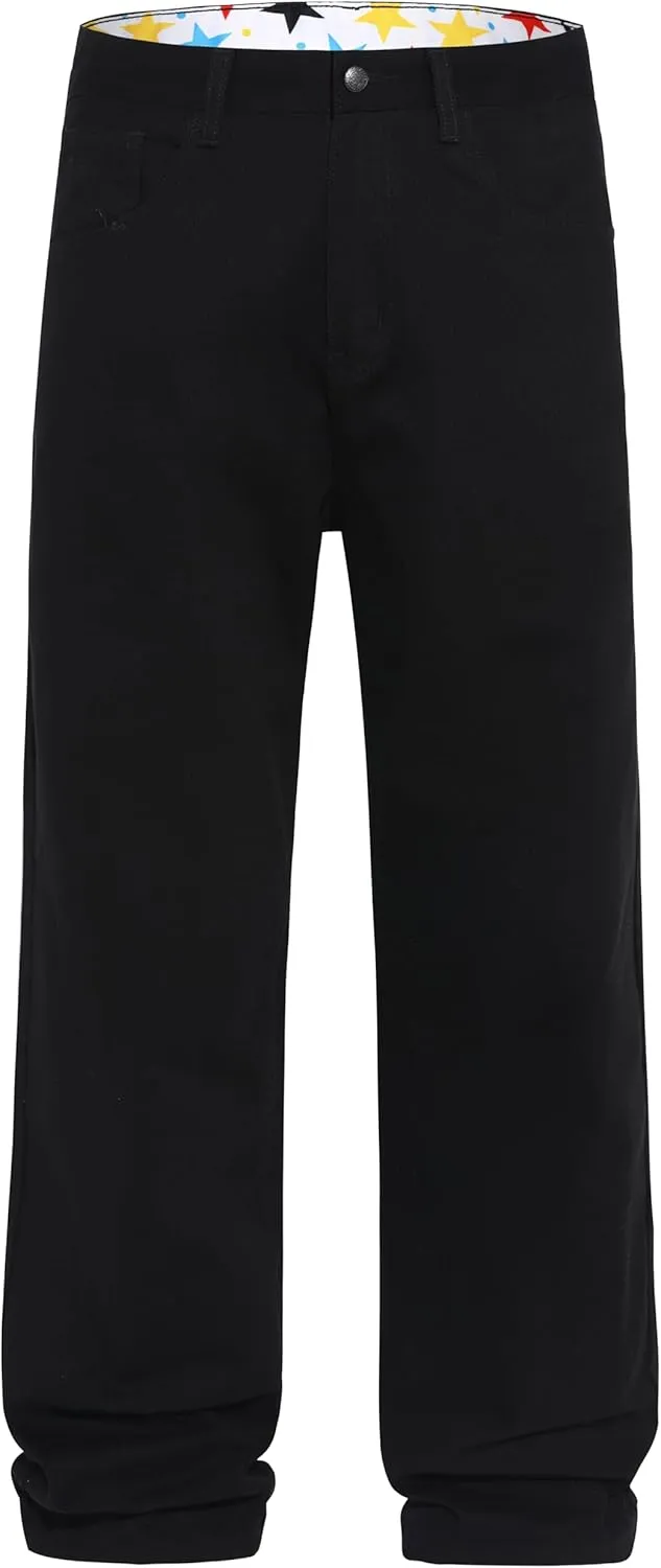 Men's Non-Stretch Relaxed Fit Wide-Leg Baggy Jeans Pants
