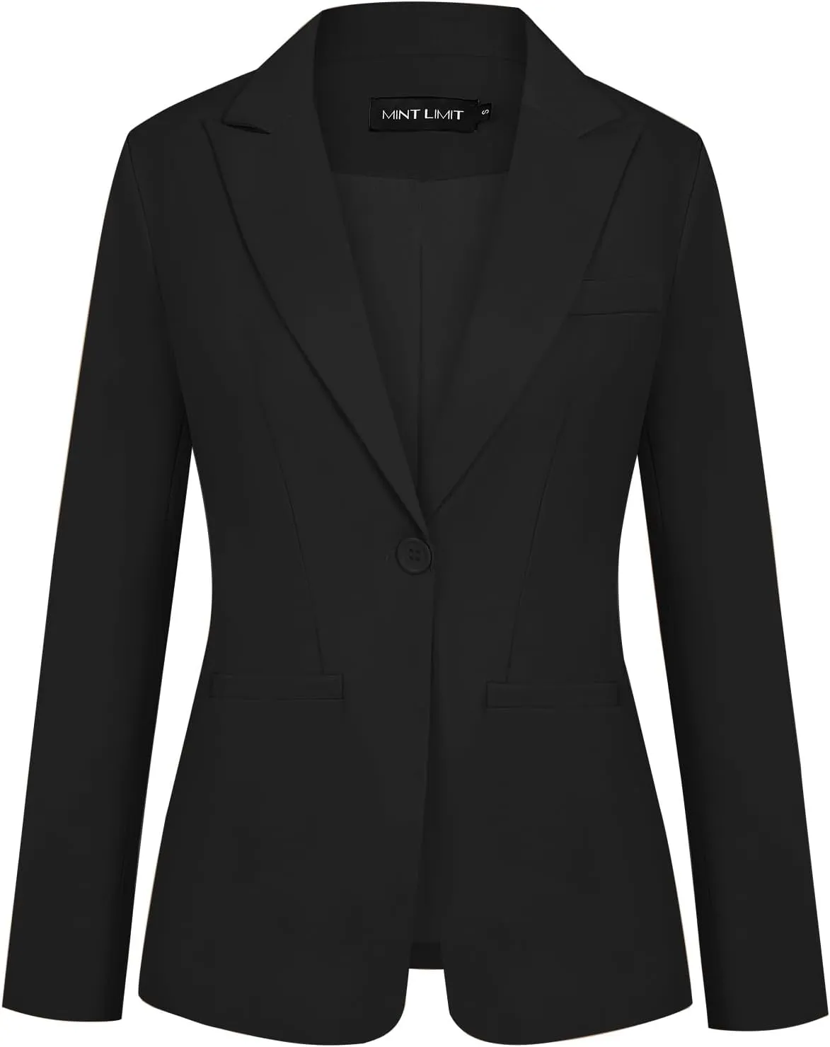 MINTLIMIT Women's Casual Long Sleeve Blazers Lapel Shoulder Pad Button Work Blazer Fully Lined Suit Jacket with Pockets