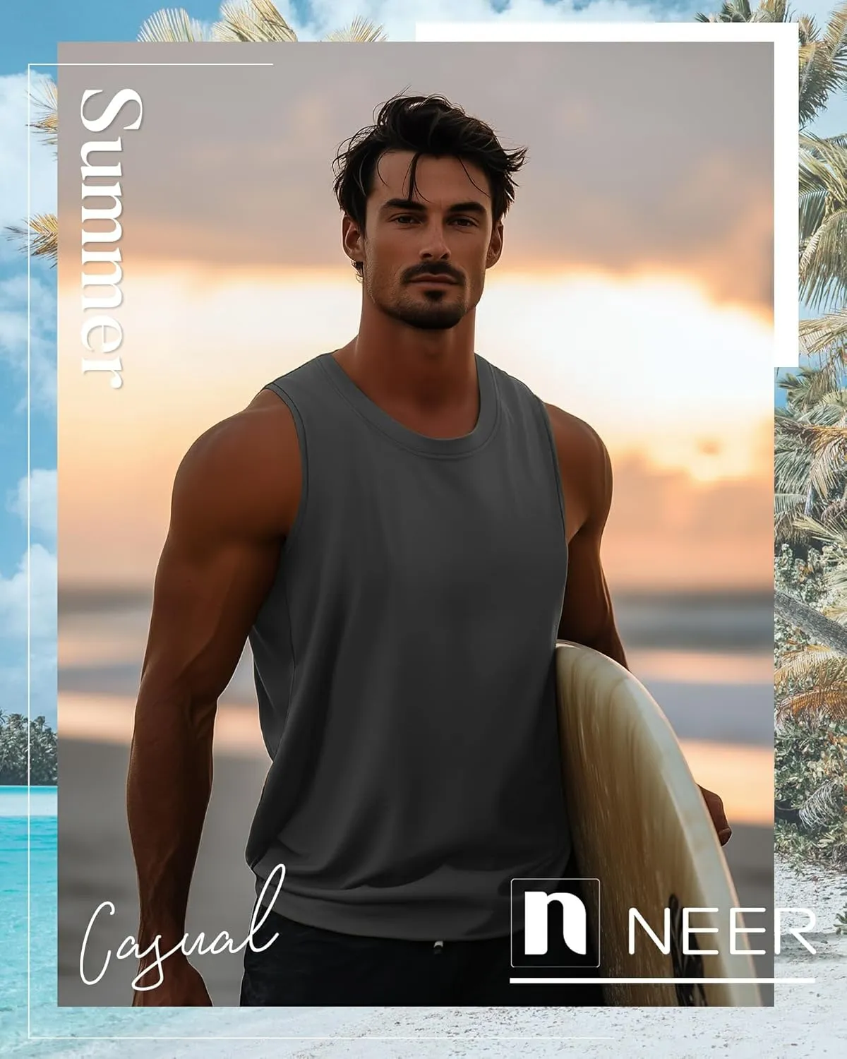 Neer 4 Pack Men's Big & Tall Tank Tops, Sleeveless Cotton Crew Neck T Shirts Casual Classic Shirts Muscle Quick Dry Tees