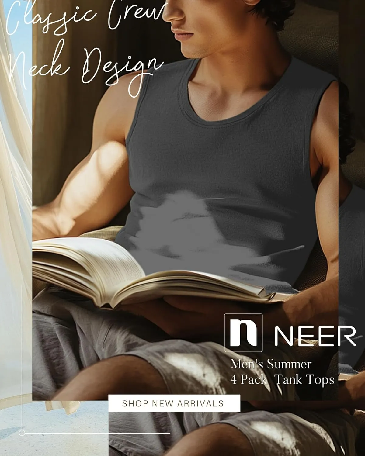 Neer 4 Pack Men's Big & Tall Tank Tops, Sleeveless Cotton Crew Neck T Shirts Casual Classic Shirts Muscle Quick Dry Tees