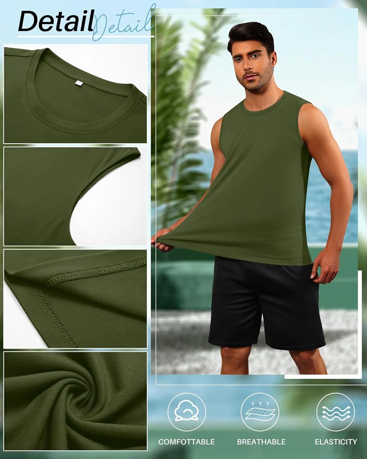 Neer 4 Pack Men's Big & Tall Tank Tops, Sleeveless Cotton Crew Neck T Shirts Casual Classic Shirts Muscle Quick Dry Tees
