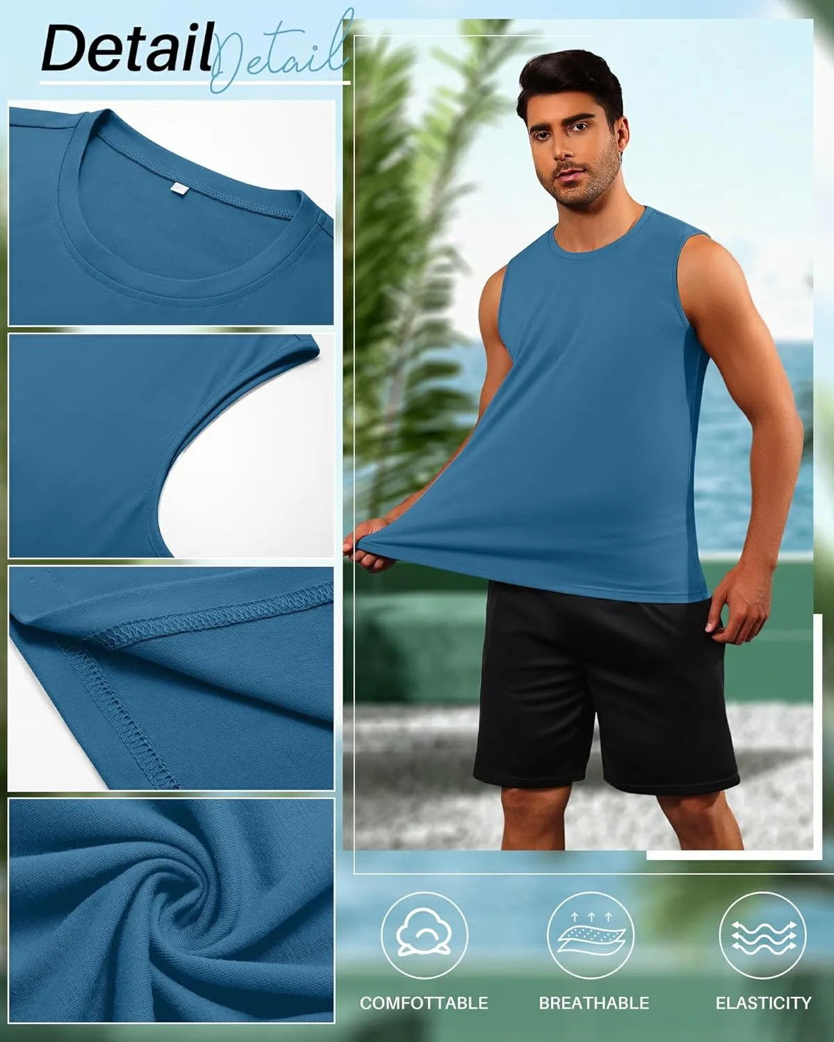 Neer 4 Pack Men's Big & Tall Tank Tops, Sleeveless Cotton Crew Neck T Shirts Casual Classic Shirts Muscle Quick Dry Tees