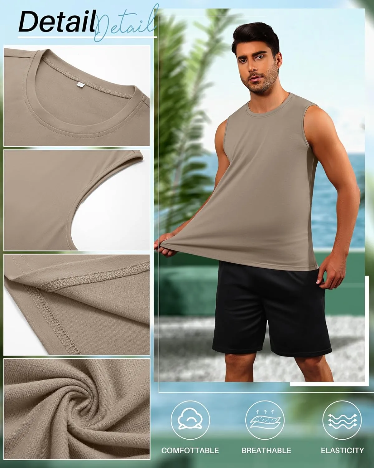 Neer 4 Pack Men's Big & Tall Tank Tops, Sleeveless Cotton Crew Neck T Shirts Casual Classic Shirts Muscle Quick Dry Tees