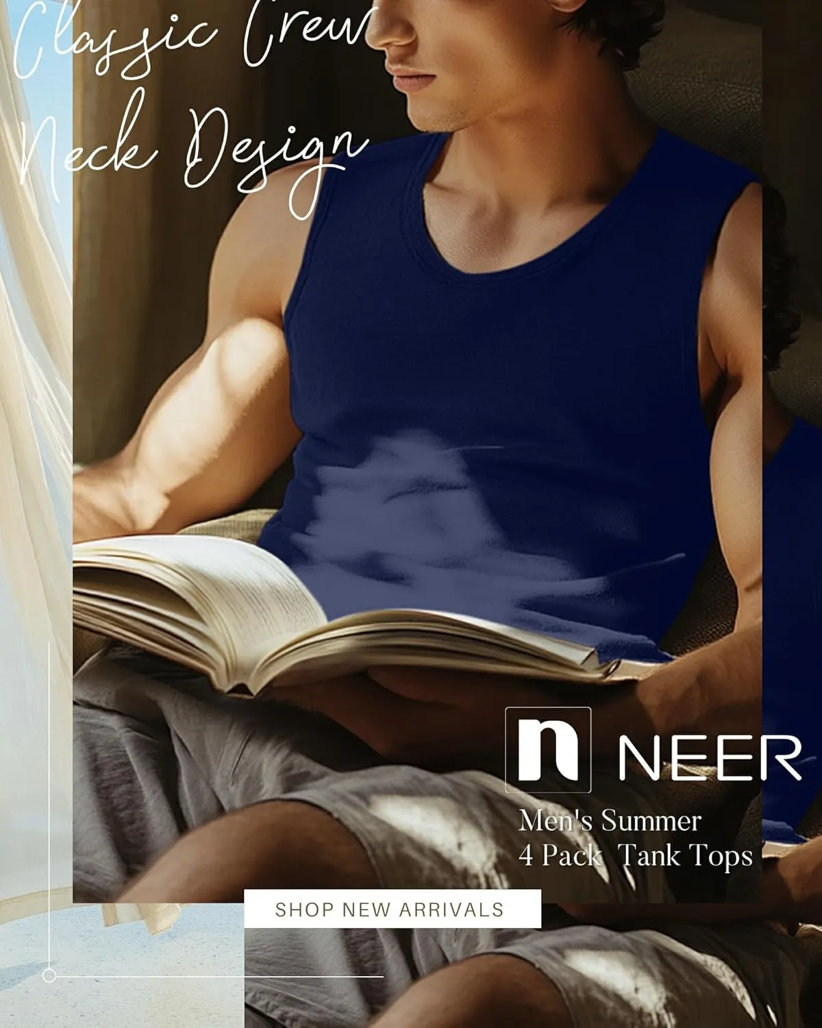 Neer 4 Pack Men's Big & Tall Tank Tops, Sleeveless Cotton Crew Neck T Shirts Casual Classic Shirts Muscle Quick Dry Tees