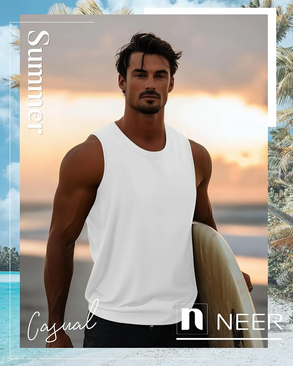 Neer 4 Pack Men's Big & Tall Tank Tops, Sleeveless Cotton Crew Neck T Shirts Casual Classic Shirts Muscle Quick Dry Tees