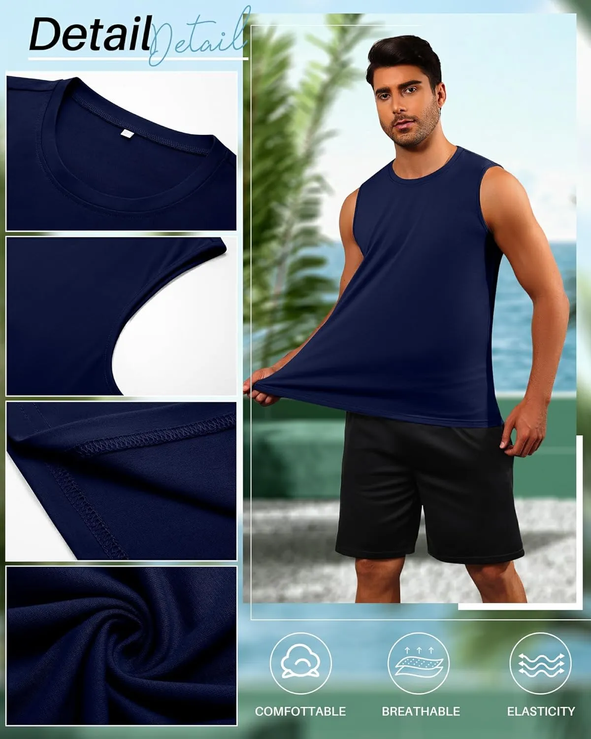 Neer 4 Pack Men's Big & Tall Tank Tops, Sleeveless Cotton Crew Neck T Shirts Casual Classic Shirts Muscle Quick Dry Tees