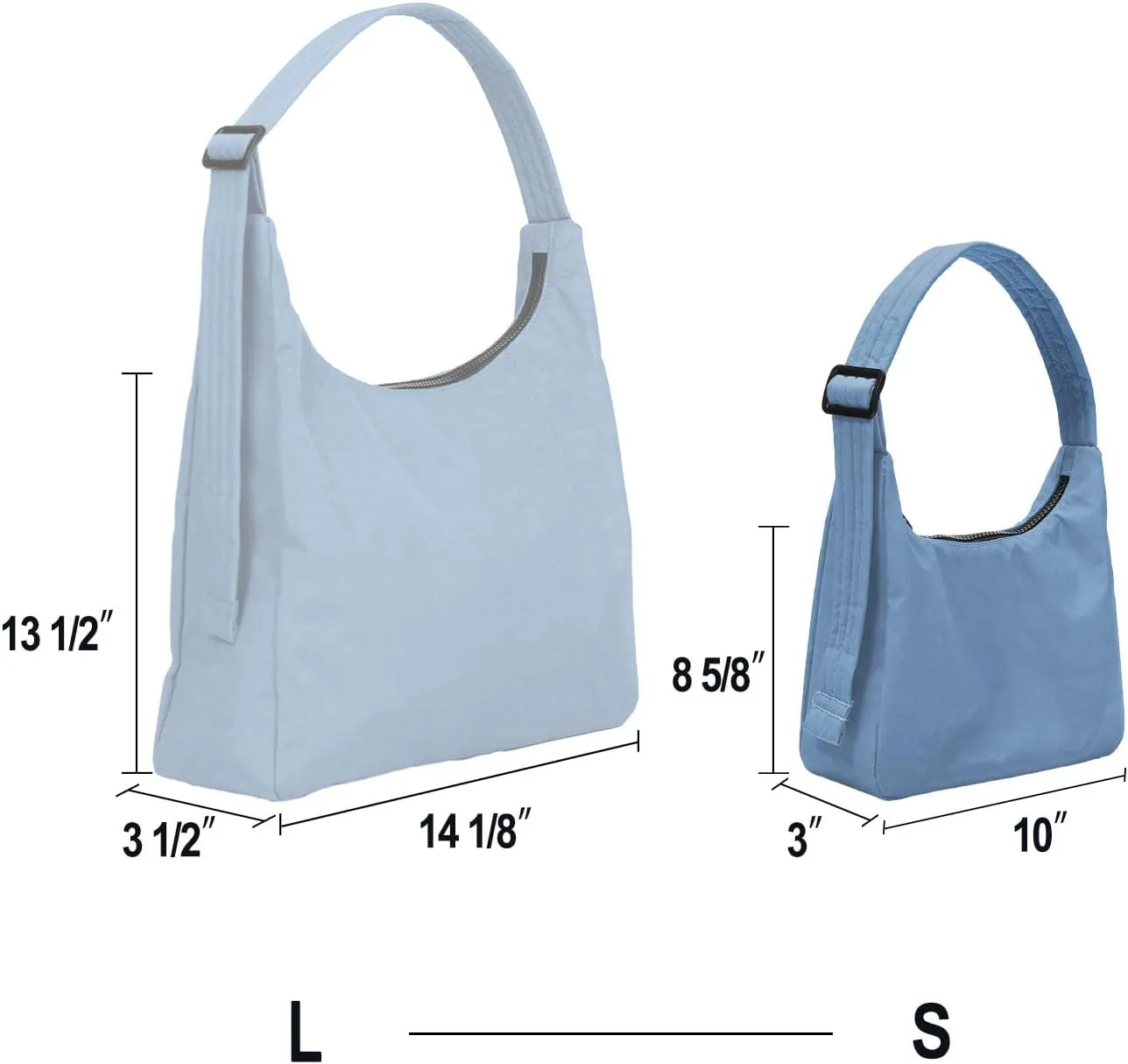 Nylon Shoulder Bag - Adjustable Quilted Strap, Structured Slouchy Design with Interior Zip Pocket