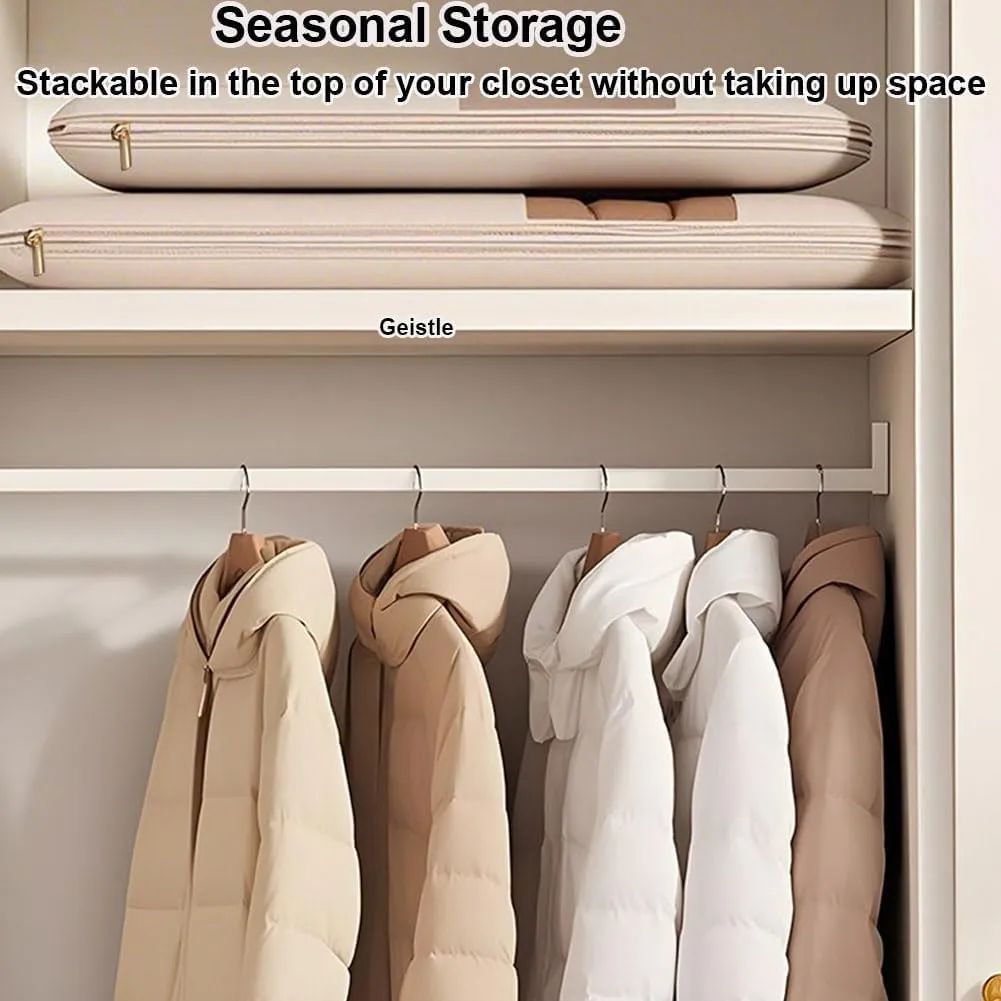 Otherwise Garment Bag, 2025 Space Saving Hanging Garment Bag with Self Compression Zipper, Compression Hanging Space Saver Closet Organizers (Beige, L)