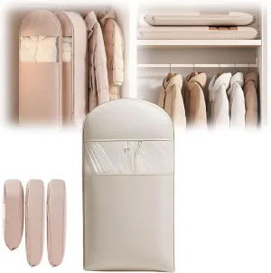 Otherwise Garment Bag, 2025 Space Saving Hanging Garment Bag with Self Compression Zipper, Compression Hanging Space Saver Closet Organizers (Beige, L)