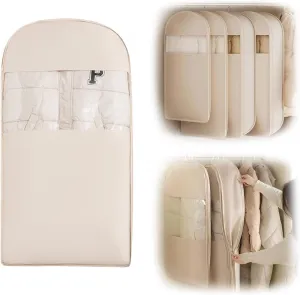 Otherwise Garment Bag, Oversize Large Organizer Garment Bag, Space Saving Hanging Garment Bags with Self Compression Zipper (Beige, L)