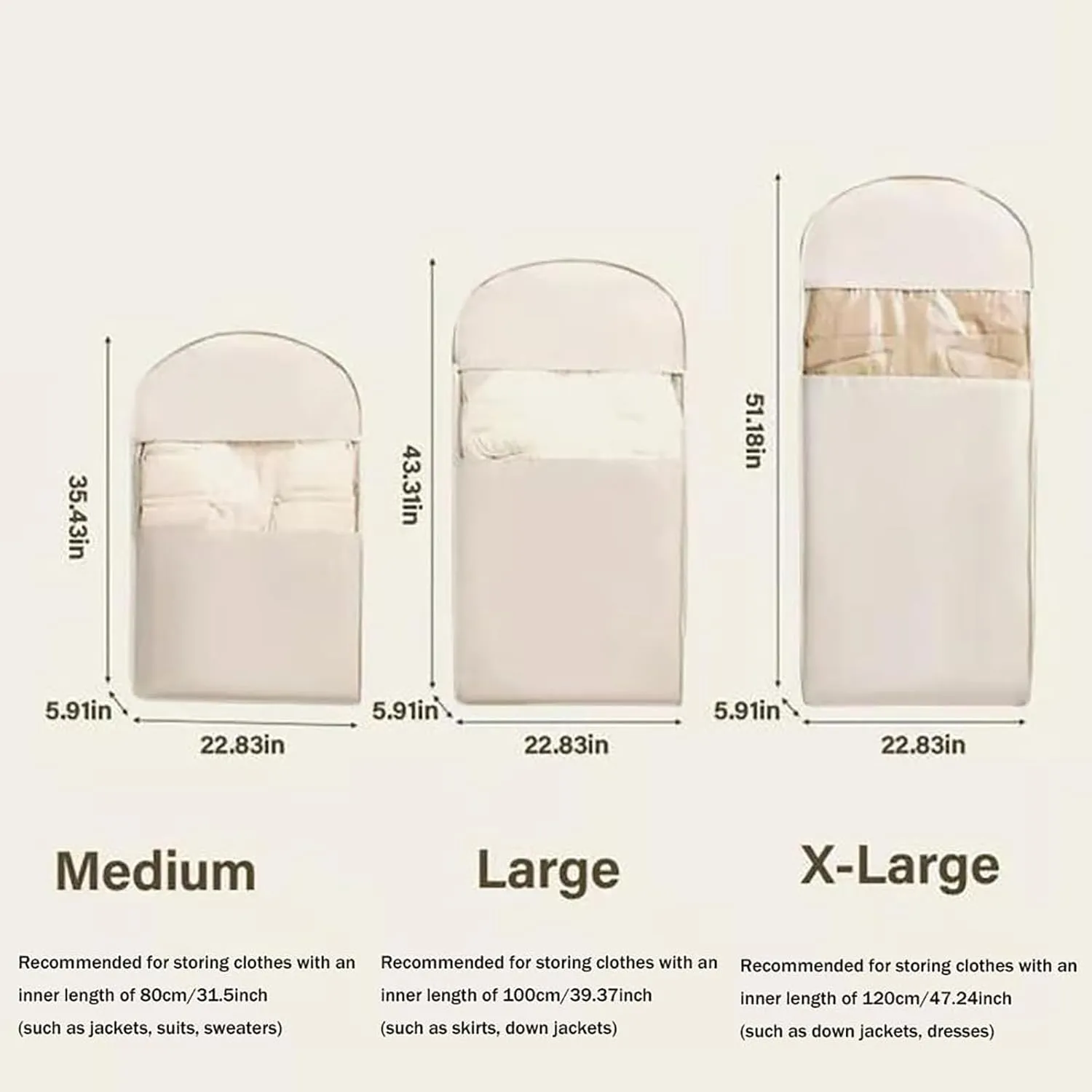 Otherwise Garment Bag, Oversize Large Organizer Garment Bag, Space Saving Hanging Garment Bags with Self Compression Zipper (Beige, XL)