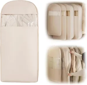Otherwise Garment Bag, Oversize Large Organizer Garment Bag, Space Saving Hanging Garment Bags with Self Compression Zipper (Beige, XL)