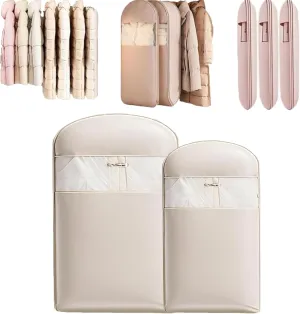 Otherwise Garment Bags, Space Saving Hanging Garment Bag With Self Compression Zipper,Compression Garment Bags For Hanging Clothes Travel (Beige, M L)