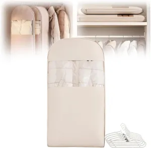 Otherwise Space Saving Garment Bag, Space Saving Hanging Garment Bag with Self Compression Zipper, Dust Cover Clothes Bags for Down Coat, Space Saver Closet Organizers