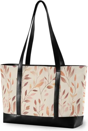 Peach Leaves Rose Gold professional handbags with zipper structured tote for travel with women work bolso de trabajo para mujer