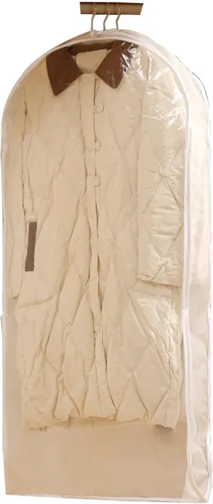 PEVA Garment Bag, Transparent Garment Bags for Hanging Clothes, Sealed and Dustproof, Suitable for Seasonal Clothing Storage(White,60x130cm/24x51in)