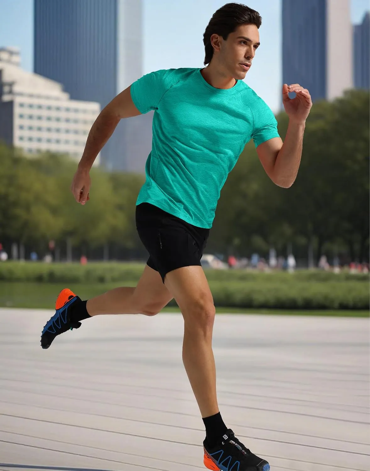 Pioneer Camp Mens Moisture Wicking Running Workout Shirt Performance Athletic T-Shirts UPF 50  Short Sleeve Active Gym Tops
