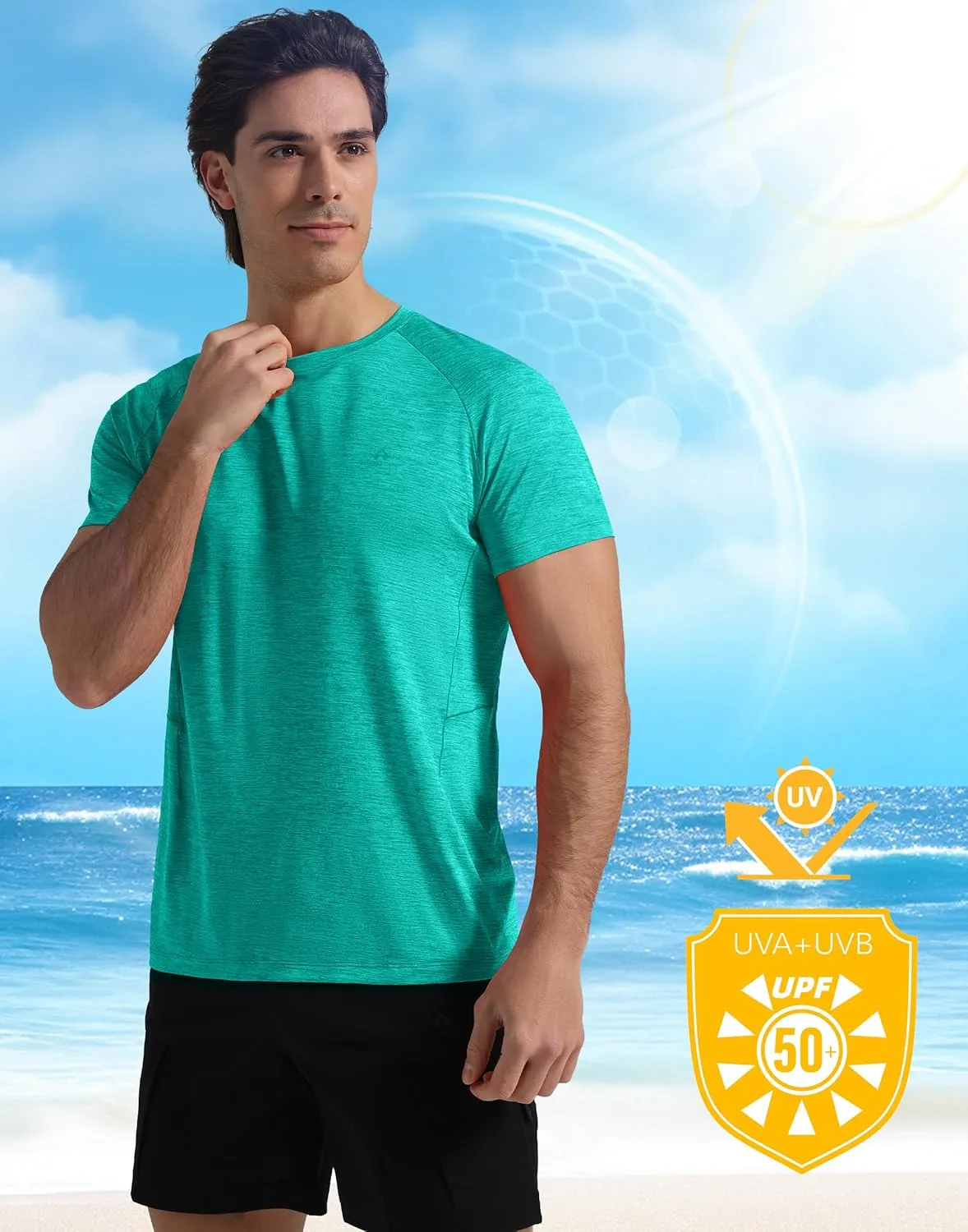 Pioneer Camp Mens Moisture Wicking Running Workout Shirt Performance Athletic T-Shirts UPF 50  Short Sleeve Active Gym Tops
