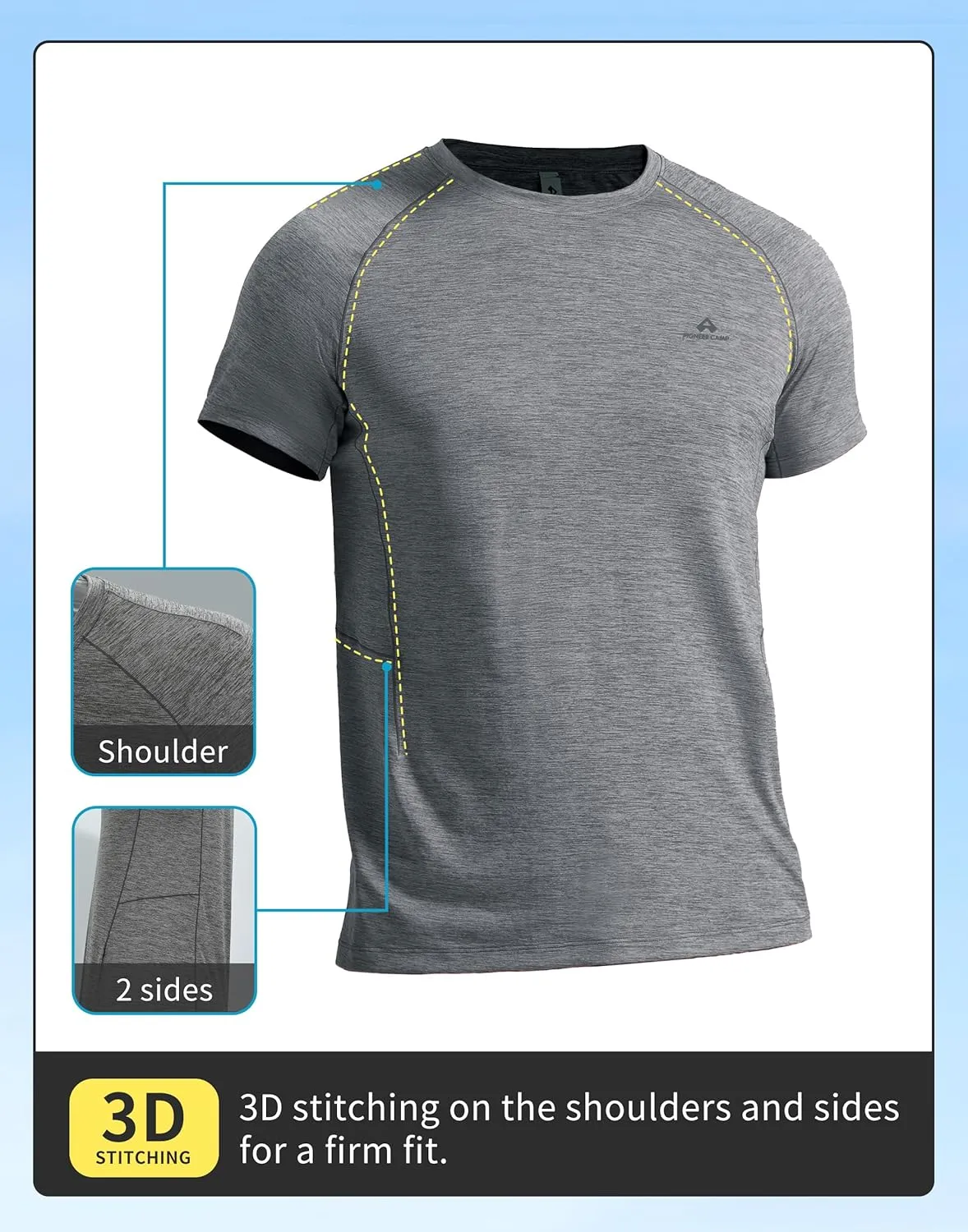Pioneer Camp Mens Moisture Wicking Running Workout Shirt Performance Athletic T-Shirts UPF 50  Short Sleeve Active Gym Tops
