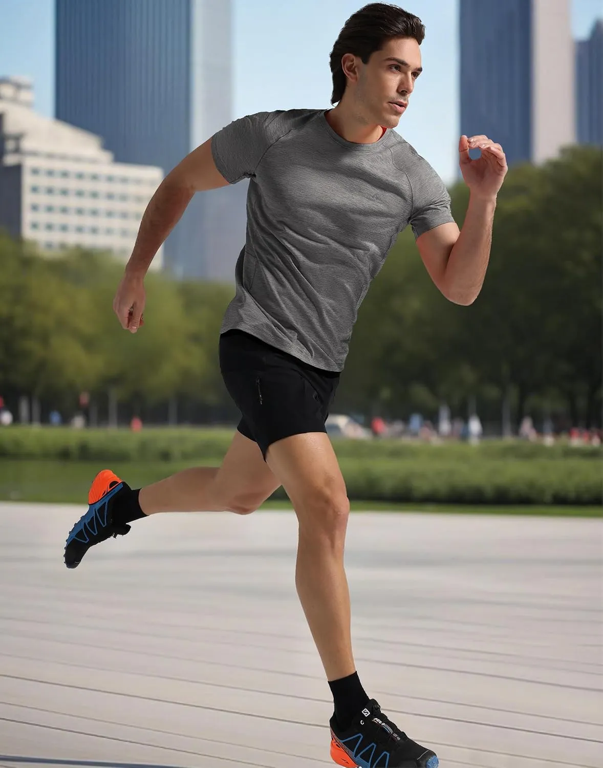 Pioneer Camp Mens Moisture Wicking Running Workout Shirt Performance Athletic T-Shirts UPF 50  Short Sleeve Active Gym Tops