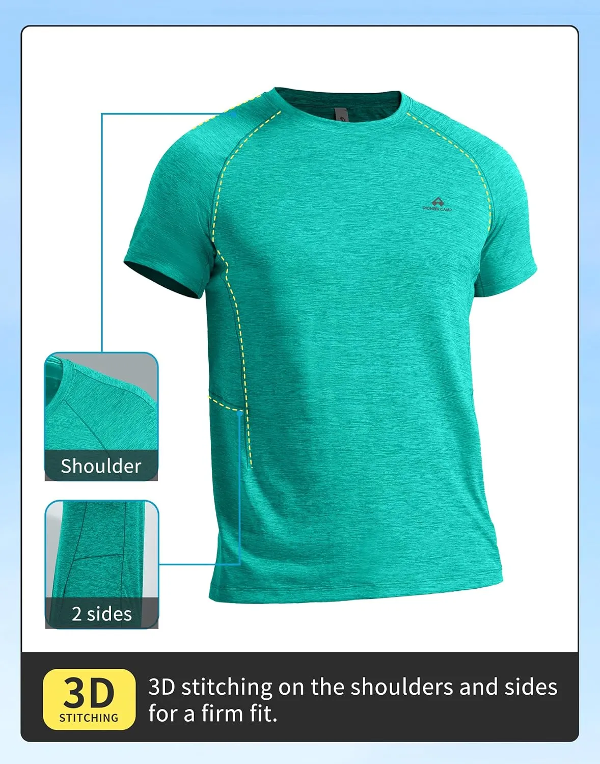 Pioneer Camp Mens Moisture Wicking Running Workout Shirt Performance Athletic T-Shirts UPF 50  Short Sleeve Active Gym Tops