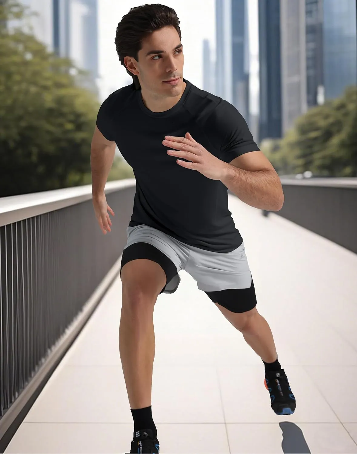 Pioneer Camp Mens Moisture Wicking Running Workout Shirt Performance Athletic T-Shirts UPF 50  Short Sleeve Active Gym Tops