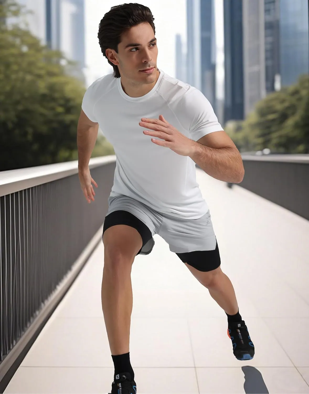 Pioneer Camp Mens Moisture Wicking Running Workout Shirt Performance Athletic T-Shirts UPF 50  Short Sleeve Active Gym Tops