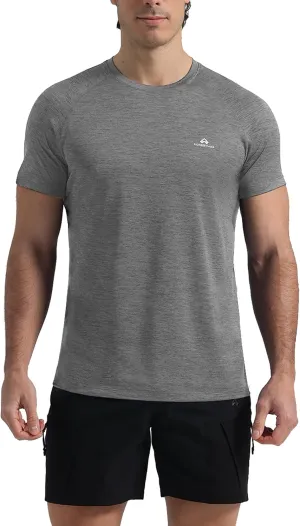 Pioneer Camp Mens Moisture Wicking Running Workout Shirt Performance Athletic T-Shirts UPF 50  Short Sleeve Active Gym Tops