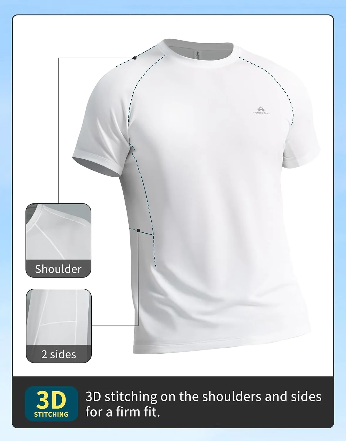 Pioneer Camp Mens Moisture Wicking Running Workout Shirt Performance Athletic T-Shirts UPF 50  Short Sleeve Active Gym Tops