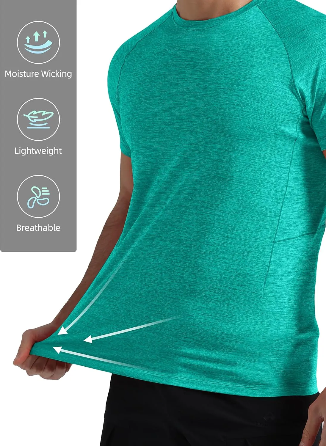 Pioneer Camp Mens Moisture Wicking Running Workout Shirt Performance Athletic T-Shirts UPF 50  Short Sleeve Active Gym Tops