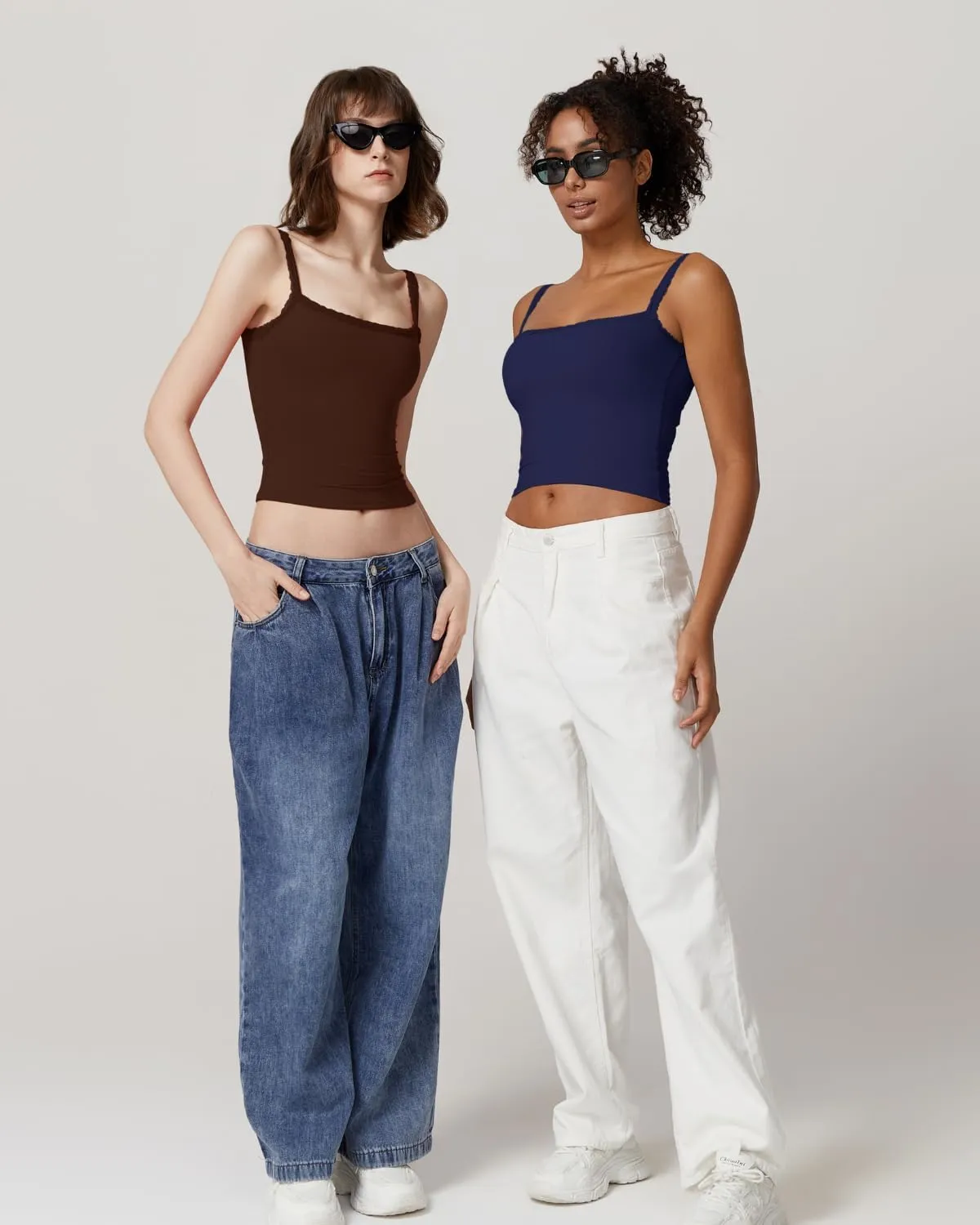 QINSEN Womens Square Neck Lace Trim Tank Top Double Lined Slim Fitted Y2k Going Out Camisole Shirts