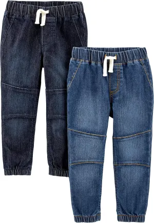 Simple Joys by Carter's Toddler Boys' Pull-On Denim Pant, Pack of 2