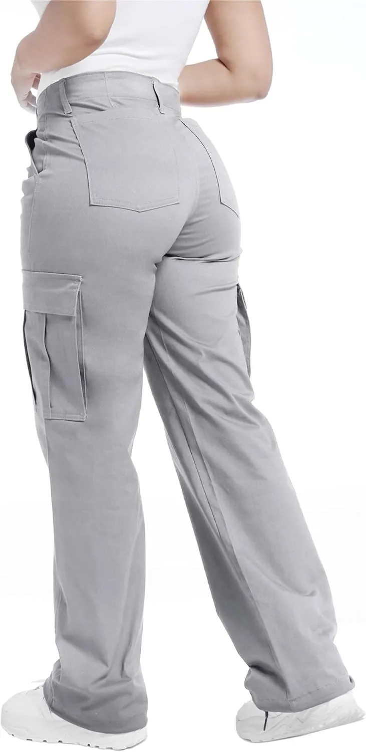 Soulsfeng Women's Baggy Cargo Pants Relaxed Fit Casual Cotton Hiking Pants with 6 Pockets