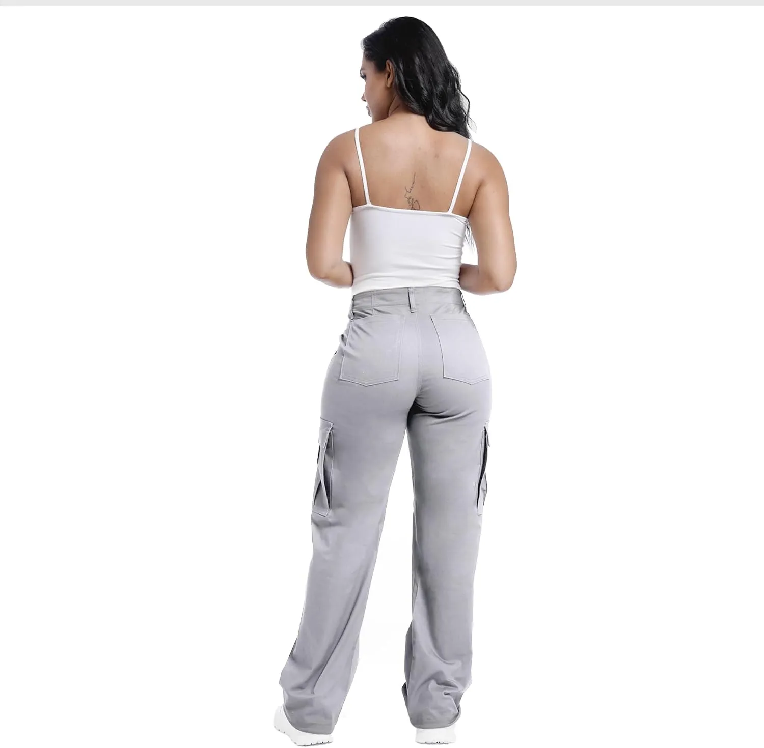 Soulsfeng Women's Baggy Cargo Pants Relaxed Fit Casual Cotton Hiking Pants with 6 Pockets