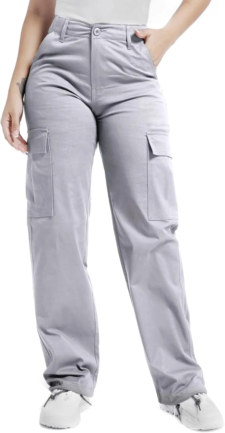 Soulsfeng Women's Baggy Cargo Pants Relaxed Fit Casual Cotton Hiking Pants with 6 Pockets