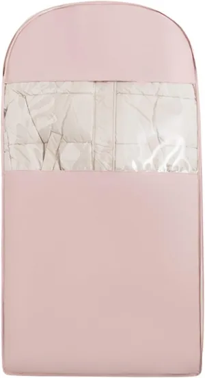 Space Saving Garment Bag Hanging with Self Compression Zipper, 2025 Space Saving Hanging Protector for Down Coat, Down Cloth Compression Dust Cover for Closet Storage (Pink M)