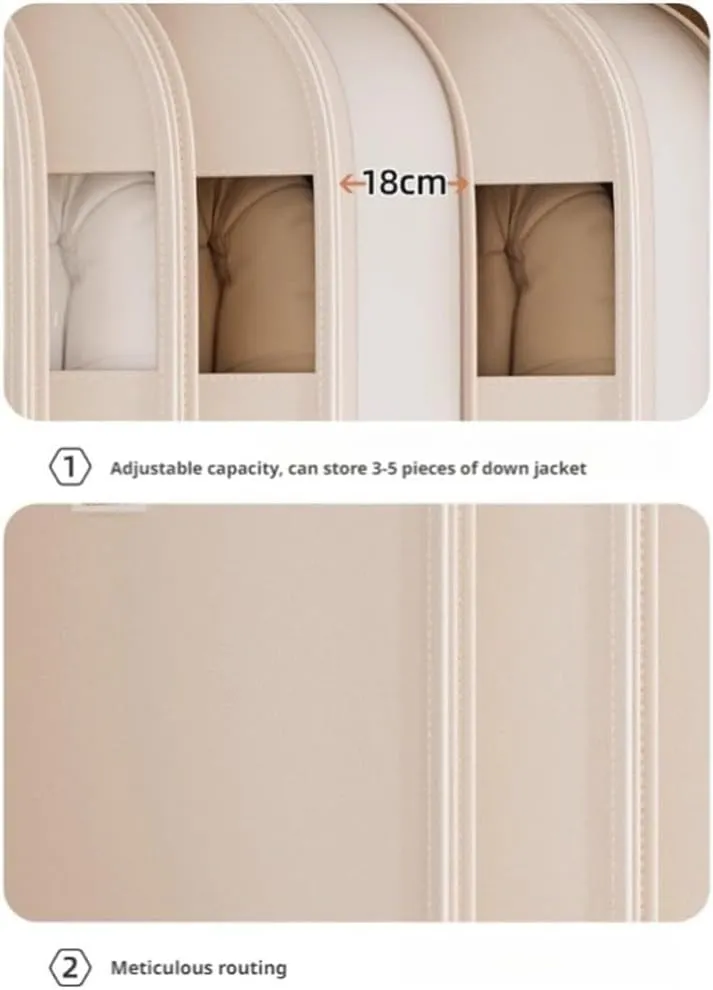 Space Saving Hanging Garment Bag Organizers, 2025 New Hanging Non-Woven Fabric Storage Bags for Clothes with Self Compression Zipper, Dust Cover Clothes Bags for Winter Coat (Beige-23.6 * 51.1in)