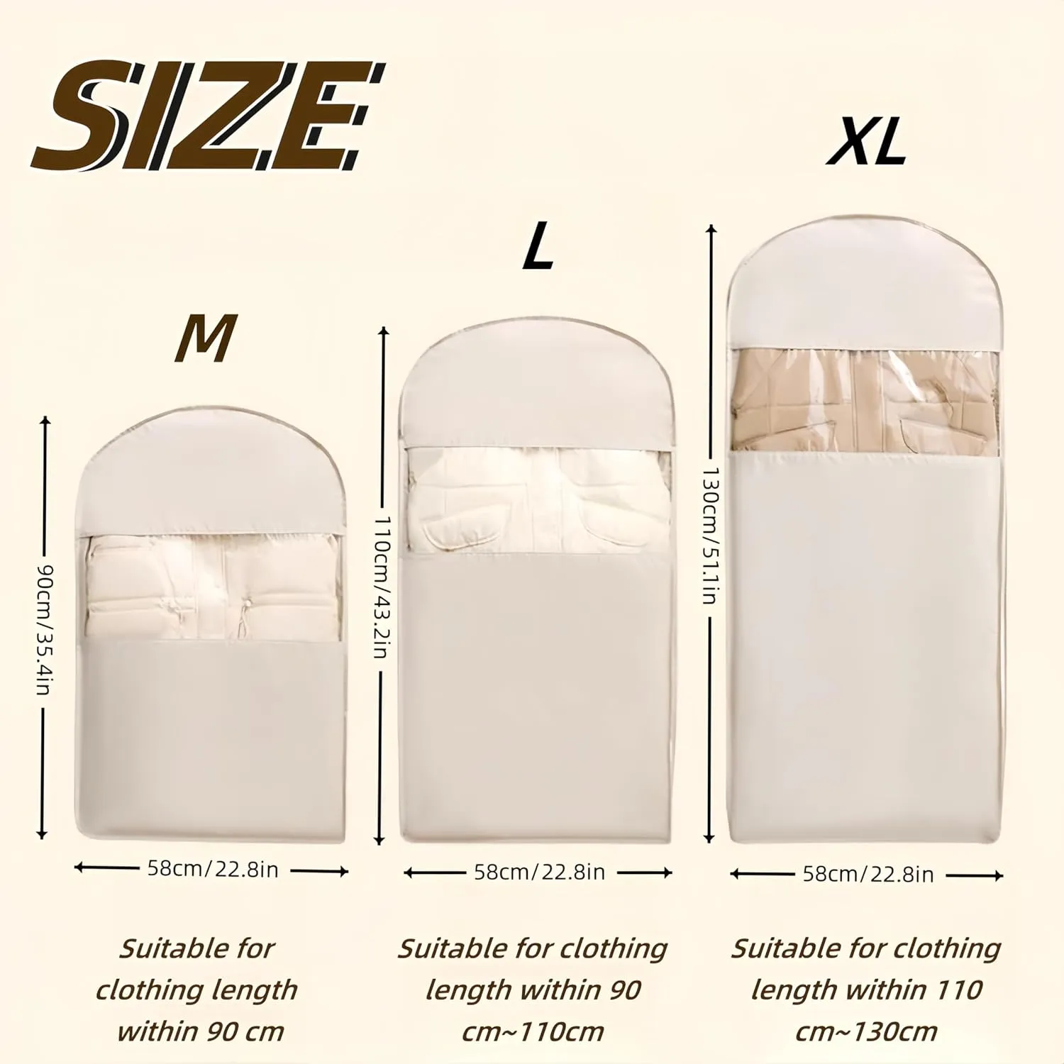 Space Saving Hanging Garment Bag with Self Compression Zipper, Dust Proof Clothes Storage for Coats, Jackets, Sweaters & Seasonal Clothes - Clear Protector for Closet (Blue,L)