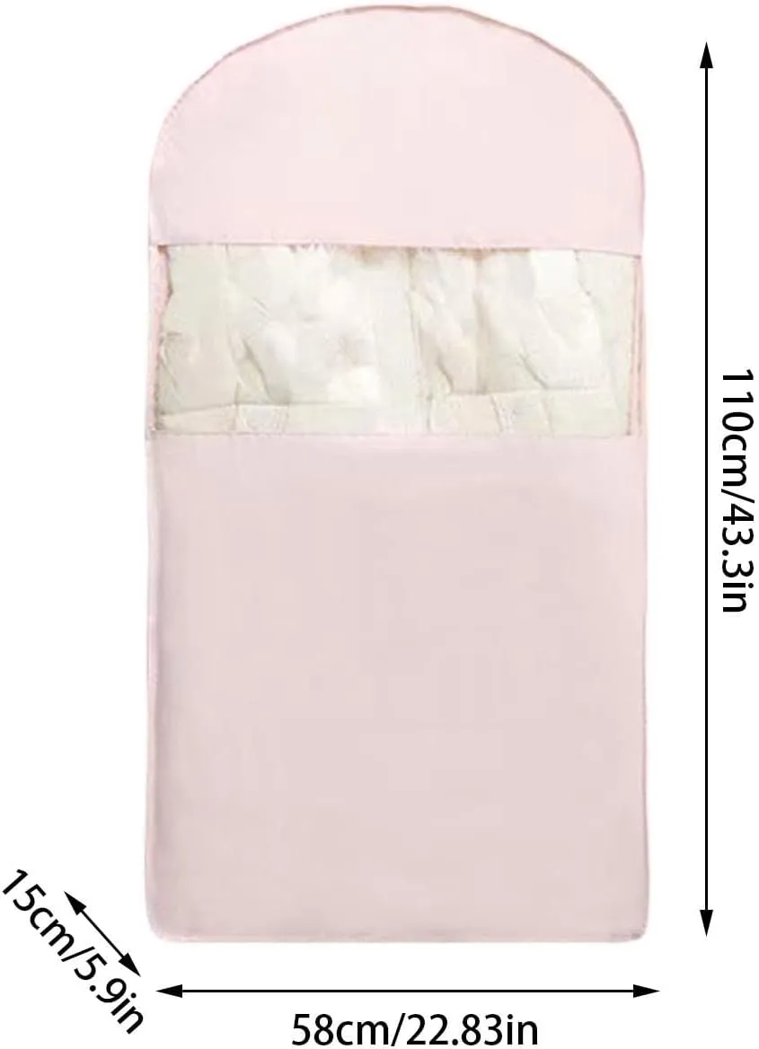 Space Saving Hanging Garment Bag with Self Compression Zipper, Peach Skin Velvet Storage Bag For Home, Dust Cover Clothes Bags for Down Coat, Space Saver Closet Organizers (Pink, M)