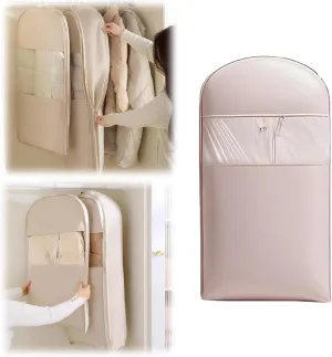 Space Saving Hanging Garment Bag with Self Compression Zipper, Space Saver Closet Organizer, Seasonal Closet Storage for Home & Dorm Closets (Pink-Large-1)