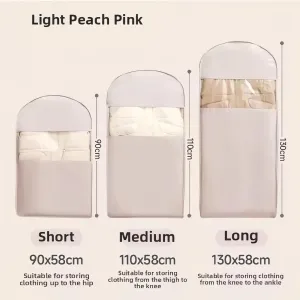 Space Saving Hanging Garment Bag with Self Compression Zipper Space Saver Closet Organizers Dust Cover Clothes Bags for Down Coat (Pink, XL)