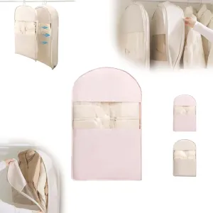 Space Saving Hanging Garment Bag with Self Compression Zipper  Water-Resistant Dust Cover for Down Coats, Suits, Jackets, 3 Sizes for Closet Storage and Travel (1pcs-Pink, 35.43 in)