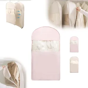 Space Saving Hanging Garment Bag with Self Compression Zipper  Water-Resistant Dust Cover for Down Coats, Suits, Jackets, 3 Sizes for Closet Storage and Travel (1pcs-Pink, 43.31 in)