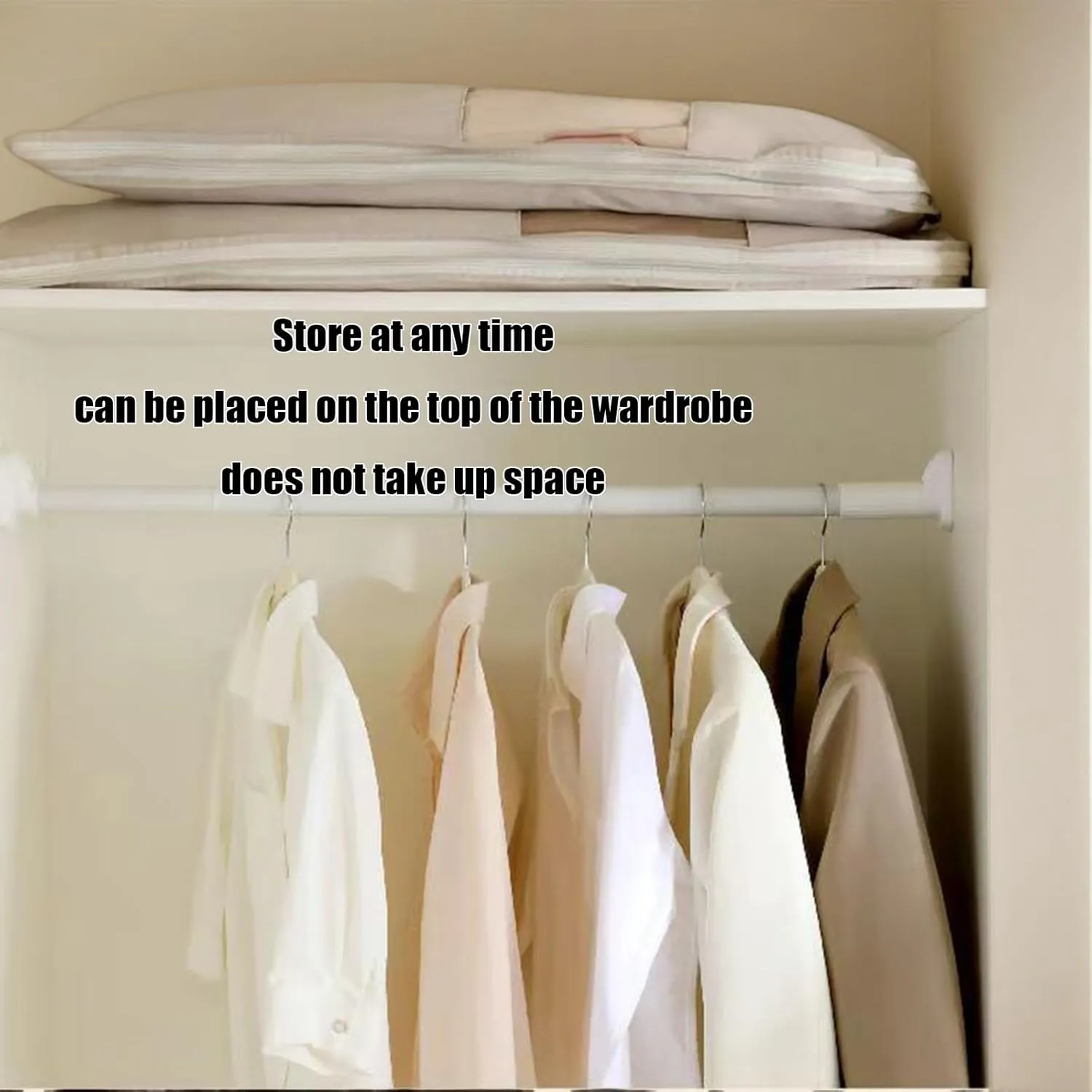 Space Saving Hanging Garment Bag with Self Compression Zipper,Dust Cover,Dust Cover Clothes Bags Travel Organizer,for Wardrobe Storage and Travel (Beige, XL(130 * 58 * 15cm/51.2 * 22.8 * 5.9in))