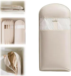 Space Saving Hanging Garment Bag with Self Compression Zipper,Dust Cover,Dust Cover Clothes Bags Travel Organizer,for Wardrobe Storage and Travel (Beige, XL(130 * 58 * 15cm/51.2 * 22.8 * 5.9in))