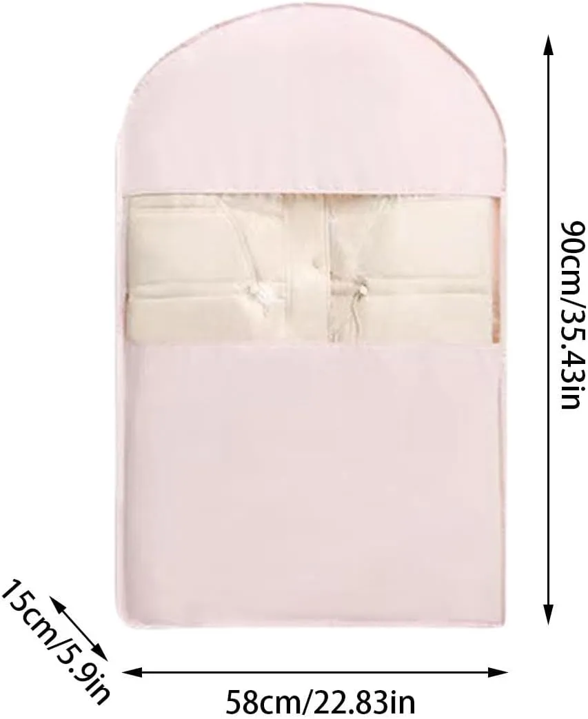 Space Saving Hanging Garment Bag with Self Compression Zipper,Hanging Space Saver Closet Organizers,Clothes Bags for Down Coat Dust Cover Closet Storage (Pink, S)