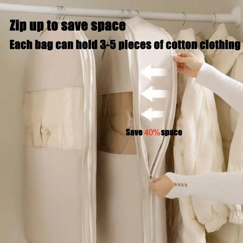 Space Saving Hanging Garment Bag with Self Compression Zipper,Space Saver Closet Organizers, Protects Clothes from Wrinkles (Pink, M)